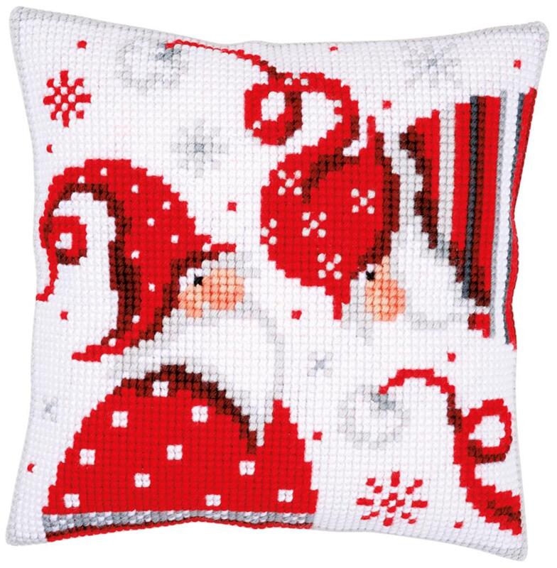 PN-0164610 Набір для вишивання хрестом (подушка) Vervaco Christmas gnomes I "Різдвяні гноми I" | інтернет-магазин 'Елена-Рукоделие'