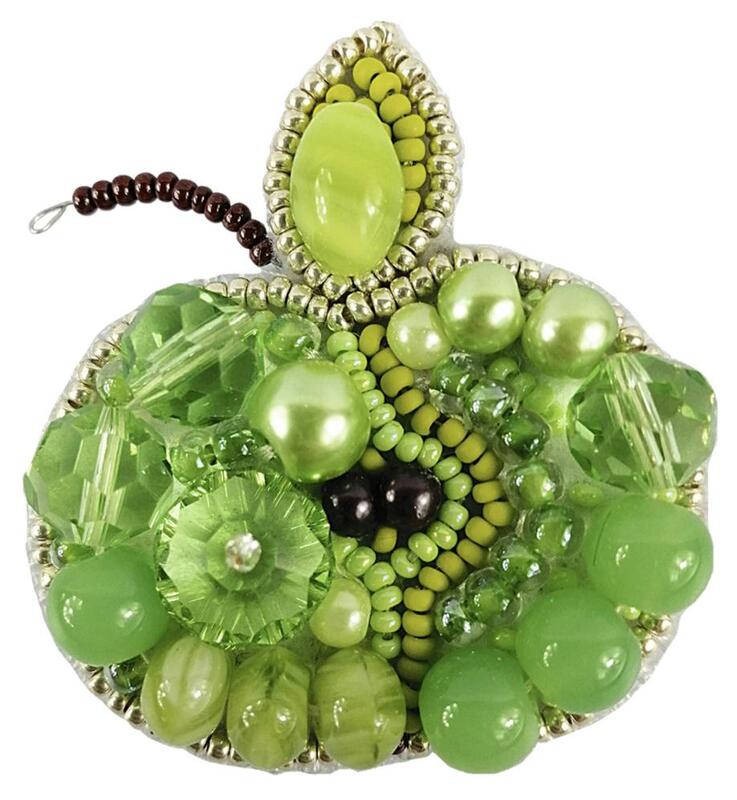 БП-256 Набір для виготовлення брошки Crystal Art "Зелене яблуко" | інтернет-магазин 'Елена-Рукоделие'