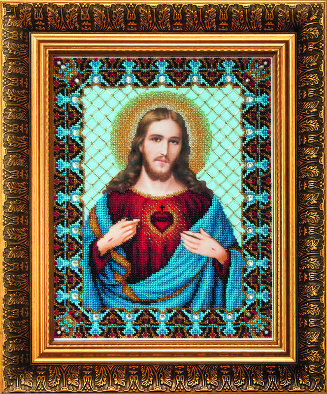 набор для вышивки бисером чарівна мить б-1231 "икона пресвятое сердце иисуса" | интернет-магазин Елена-Рукоделие