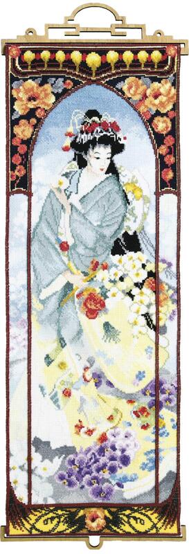 Набір для вишивання хрестиком Чарівна Мить М-325 "Гейша з орхідеями" | інтернет-магазин 'Елена-Рукоделие'