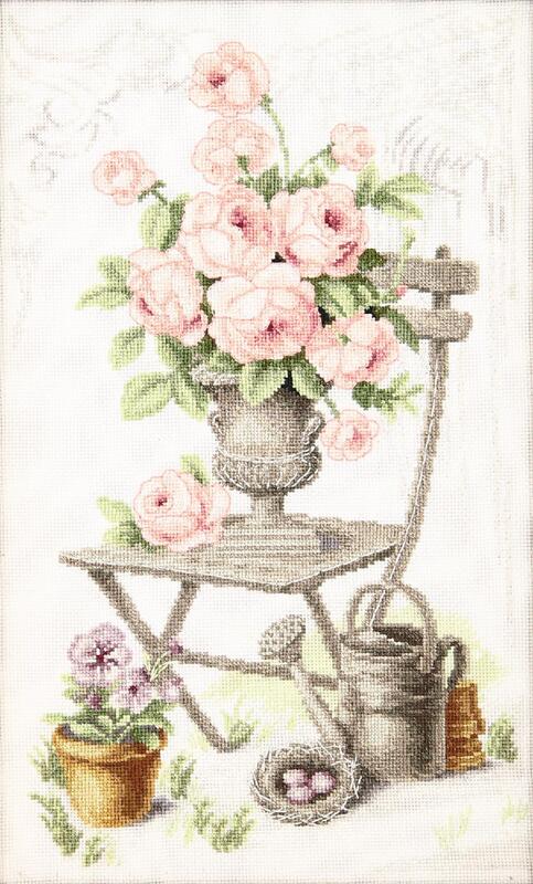 Набір для вишивання хрестиком Чарівна Мить М-355 "Літній натюрморт з трояндами" | інтернет-магазин 'Елена-Рукоделие'