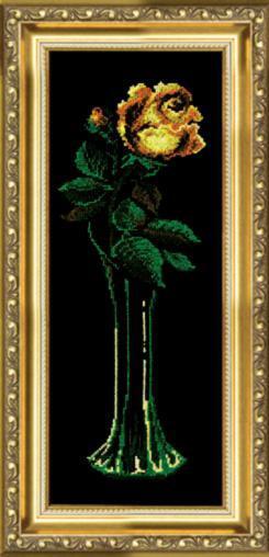 набор для вышивки крестиком чарівна мить №129 "желтая роза"   | интернет-магазин Елена-Рукоделие