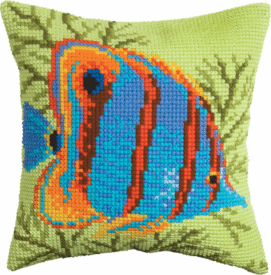 Набір для вишивання подушки хрестиком Чарівна Мить РТ-165 "Яскрава рибка" | інтернет-магазин 'Елена-Рукоделие'