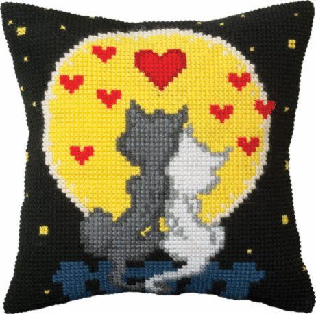 Набір для вишивання подушки хрестиком РТ-166 "Закохані коти" | інтернет-магазин 'Елена-Рукоделие'