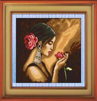 013L Набір для малювання камінцями (полотно) "Іспанка з квіткою" LasKo | інтернет-магазин 'Елена-Рукоделие'