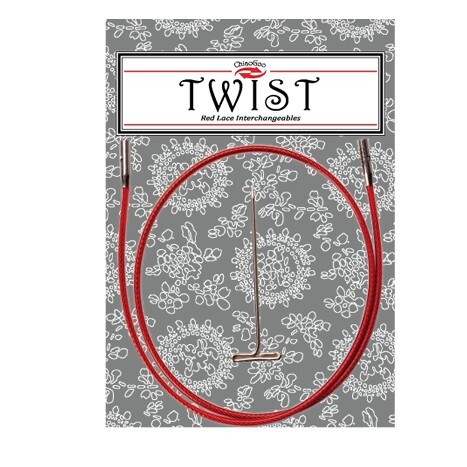червоний сталевий кабель для знімних спиць twist red - large [l] 75 см (арт.7530-l) | интернет-магазин Елена-Рукоделие