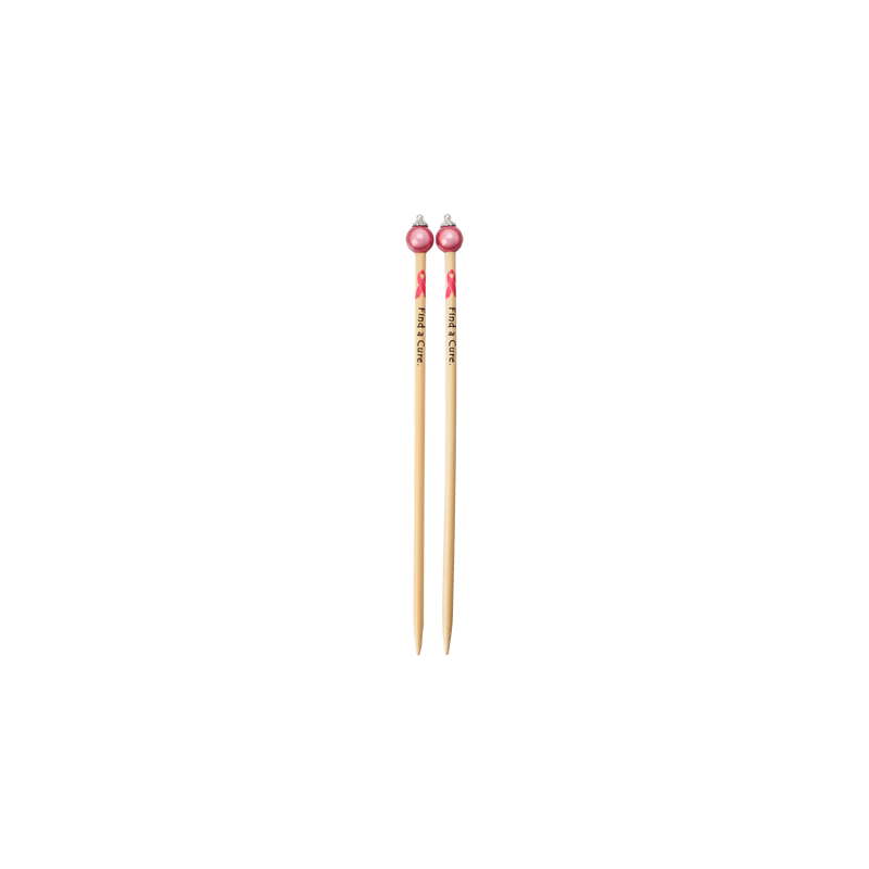 прямые бамбуковые спицы, "find a cure.", лимитированная серия, 23 см (9") 4.0 мм арт.1008-6 | интернет-магазин Елена-Рукоделие