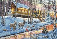 70-08976 набор для вышивания крестом dimensions winter cabin "зима" | интернет-магазин Елена-Рукоделие