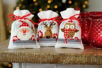 pn-0149462 набор для вышивания крестом (мешочки для саше) vervaco friends christmas ii "рождественские друзья ii"  | интернет-магазин Елена-Рукоделие