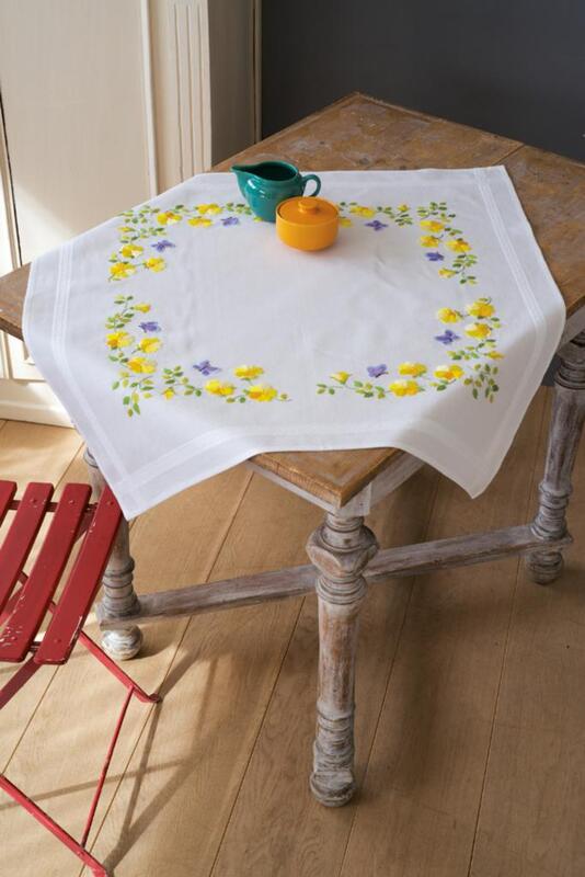 pn-0162071 набор для вышивания гладь (салфетка) vervaco,spring flowers tablecloth  80х80, весенние | интернет-магазин Елена-Рукоделие