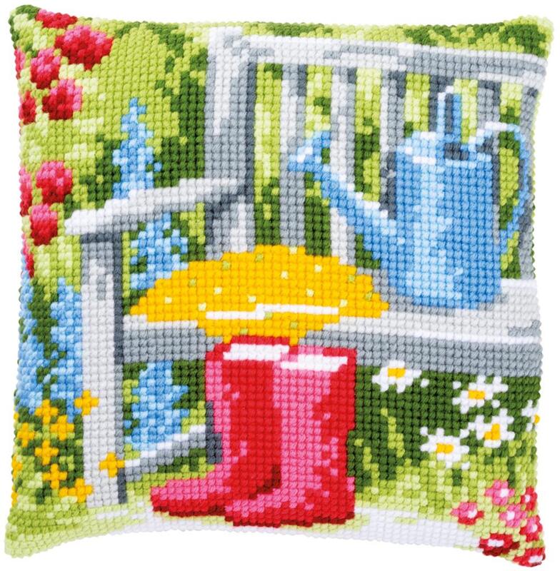PN-0162218 Набір для вишивання хрестом (подушка) Vervaco My garden "Мій сад" | інтернет-магазин 'Елена-Рукоделие'