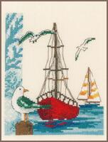 pn-0173173 набор для вышивания крестом vervaco, sailboat 18х21, аида 14 | интернет-магазин Елена-Рукоделие