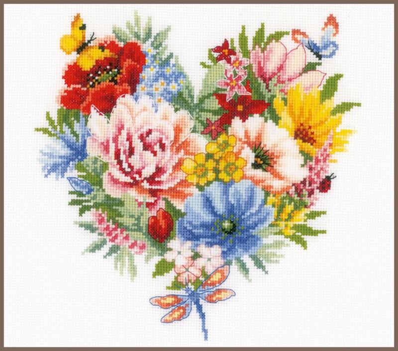 PN-0179766 Набір для вишивання хрестом Vervaco Heart of flowers "Серце з квітів" | інтернет-магазин 'Елена-Рукоделие'