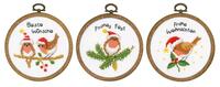pn-0182761 набор для вышивания крестом vervaco, christmas birds 3 по 10х10, аида 18 | интернет-магазин Елена-Рукоделие