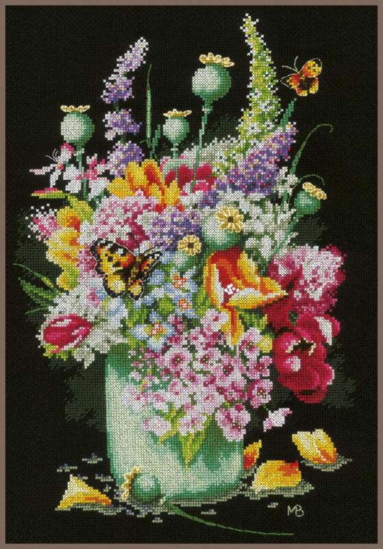 pn-0183477 набор для вышивки крестом lanarte, 27х39, аида 14, flower power bouquet | интернет-магазин Елена-Рукоделие