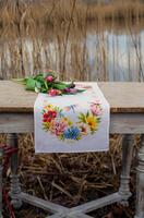 фото pn-0183727 набор для вышивания крестом (дорожка на стол) vervaco colourful flowers 32х84, красочные цветы