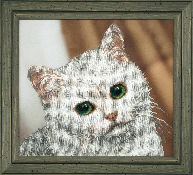 Набір для вишивання бісером Чарівна Мить Б-737 "Білий котик" | інтернет-магазин 'Елена-Рукоделие'