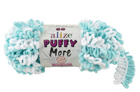 alize puffy more (пуффи морэ) 6269 мята-белій | интернет-магазин Елена-Рукоделие