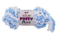 alize puffy more (пуффи морэ) 6266 голубой-белый | интернет-магазин Елена-Рукоделие