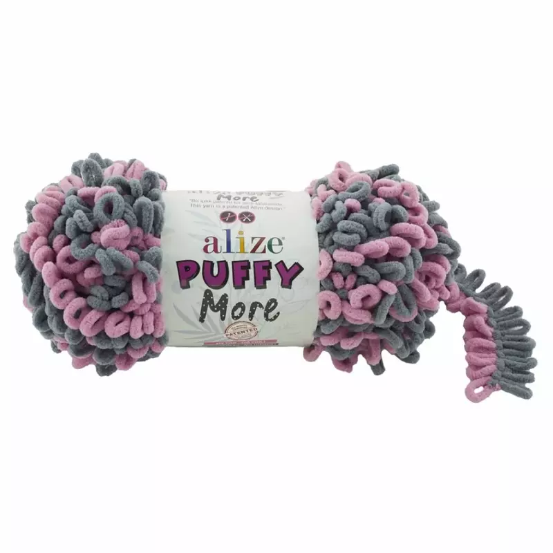 alize puffy more (пуффи морэ) 6281 розово-серый | интернет-магазин Елена-Рукоделие
