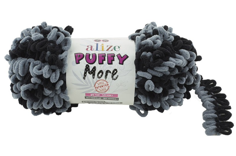 alize puffy more (пуффи морэ) 6284 черно-серый | интернет-магазин Елена-Рукоделие