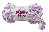 alize puffy more (пуффи морэ) 6283 фиолетовый-белый | интернет-магазин Елена-Рукоделие