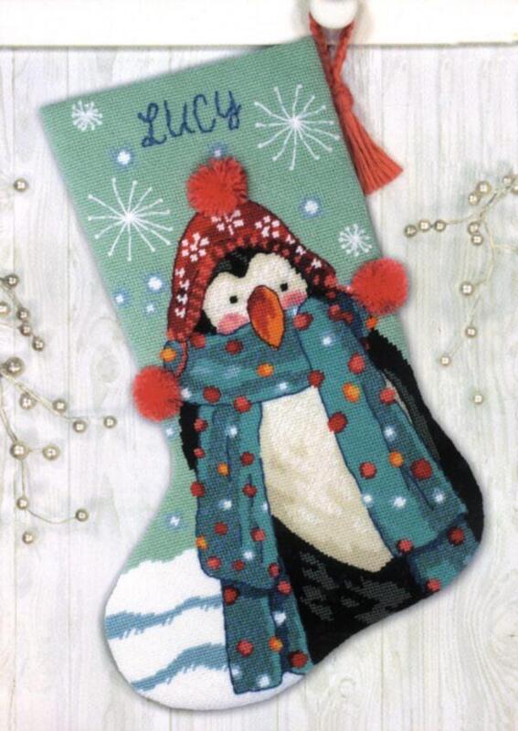 71-09160 Набір для вишивки нитками (гобелен)  Чобіток Пінгвін Fuzzy Penguin  Dimensions | інтернет-магазин 'Елена-Рукоделие'