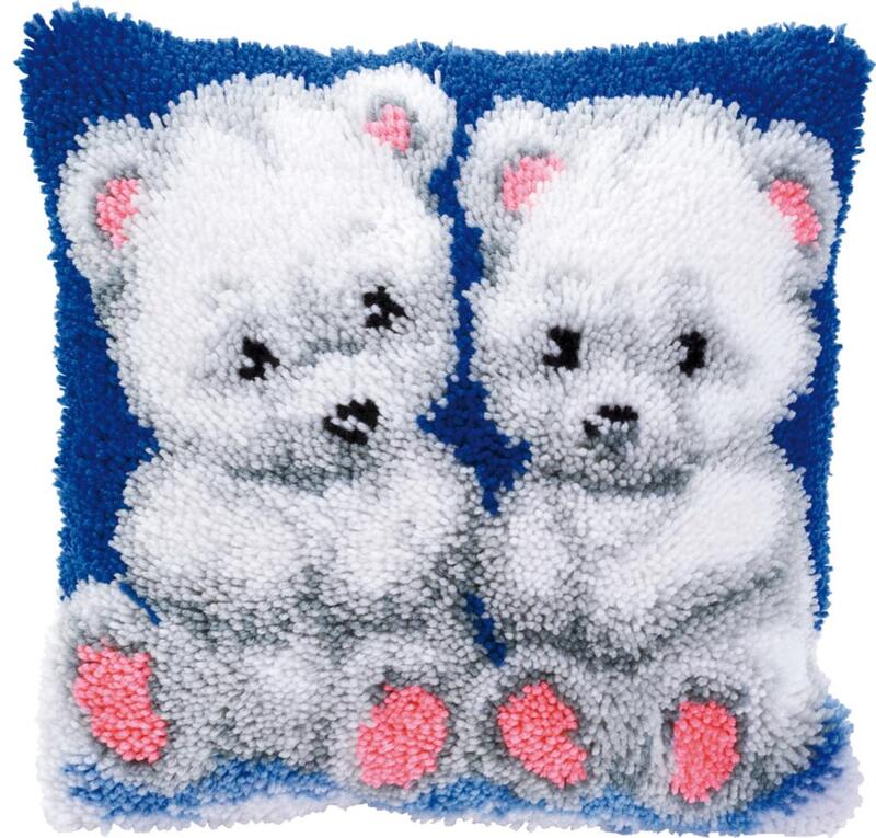 pn-0014150 набор для вышивки подушка белые мишки (cute bears), 40х40, ковровая техника vervaco | интернет-магазин Елена-Рукоделие