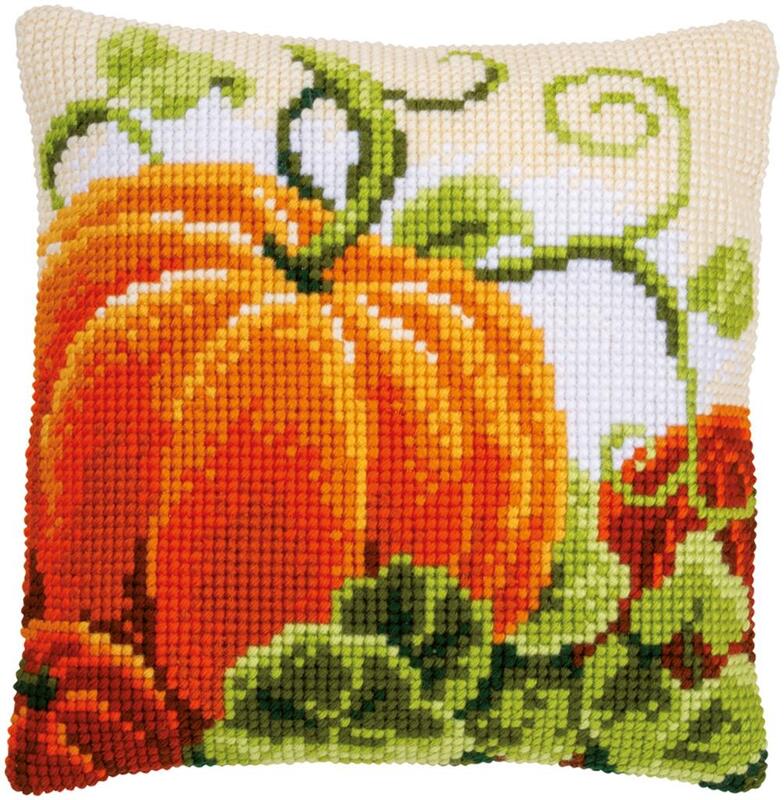 PN-0147534 Набір для вишивання хрестом (подушка) Vervaco Pumpkins "Гарбузи" | інтернет-магазин 'Елена-Рукоделие'