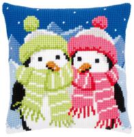 фото PN-0147690 Набір для вишивання хрестом (подушка) Vervaco Penguins with scarf "Пінгвіни з шарфом"