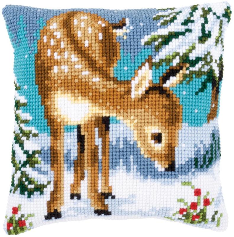PN-0149147 Набір для вишивання хрестом (подушка) Vervaco A little deer "Маленький олень" | інтернет-магазин 'Елена-Рукоделие'