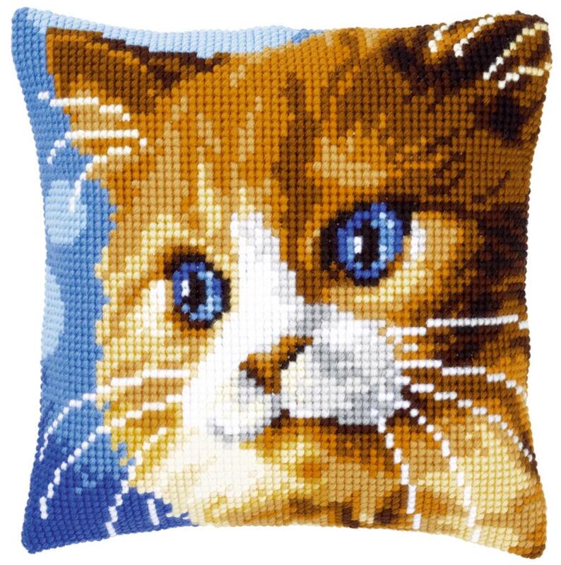 PN-0149441 Набір для вишивання хрестом (подушка) Vervaco Brown cat "Коричневий кіт" | інтернет-магазин 'Елена-Рукоделие'