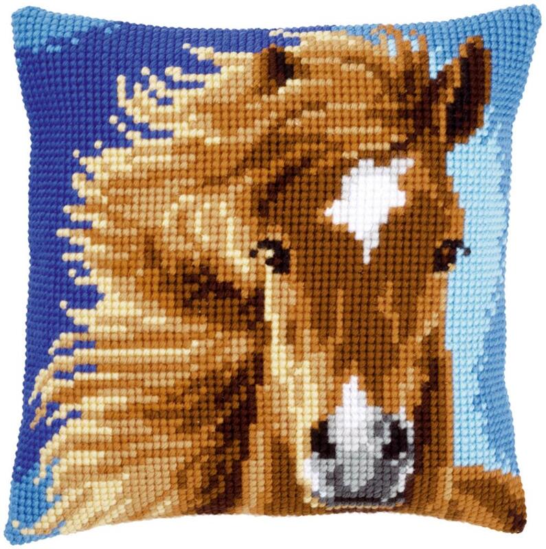 PN-0149463 Набір для вишивання хрестом (подушка) Vervaco Brown horse "Коричневий кінь" | інтернет-магазин 'Елена-Рукоделие'
