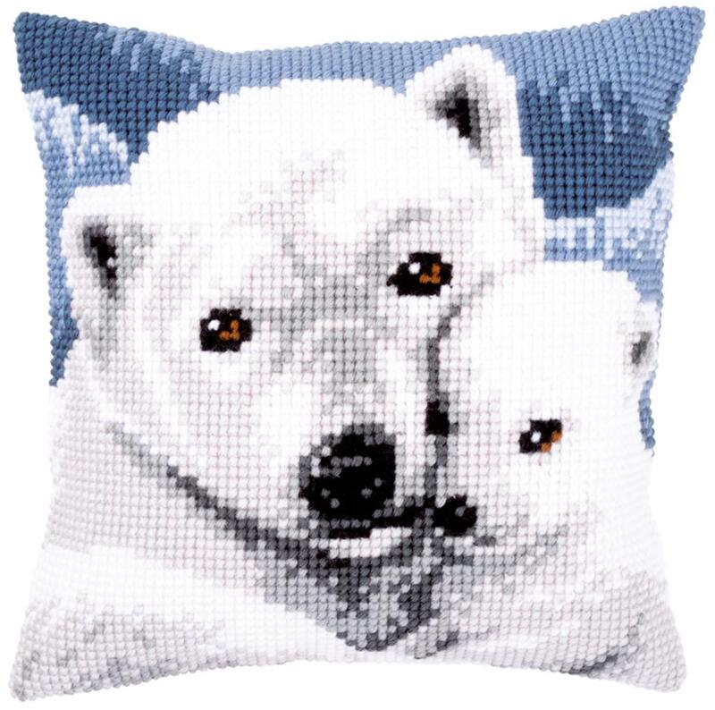PN-0157960 Набор для вышивания крестом (подушка) Vervaco Polar bear "Полярный медведь" | интернет-магазин Елена-Рукоделие