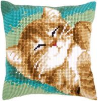 PN-0157982 Набор для вышивания крестом (подушка) Vervaco Cat "Кот" | интернет-магазин Елена-Рукоделие