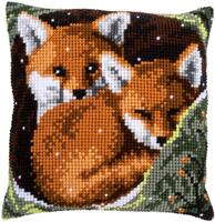 pn-0162175 набор для вышивания несчётный крест (подушка) 40х40, foxes лисы vervaco | интернет-магазин Елена-Рукоделие