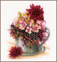 фото pn-0185110 набор для вышивки крестом lanarte, 19х24, лен 30, pink blush bouquet