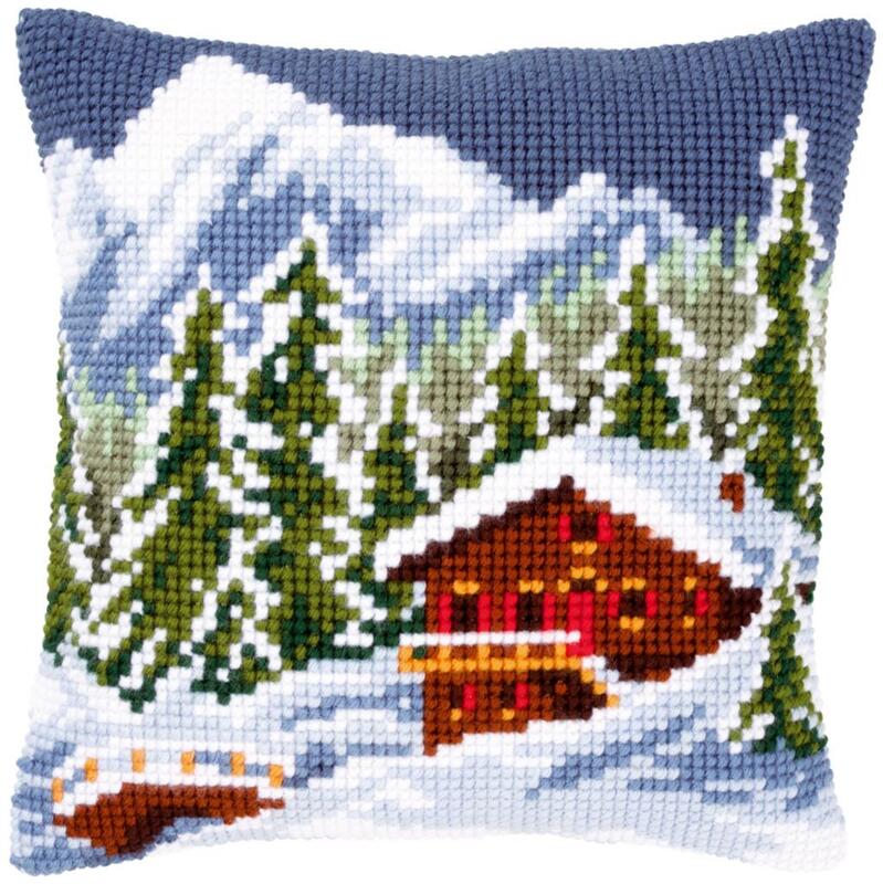 PN-0146240 Набір для вишивання хрестом (подушка) Vervaco Snow landscape "Сніговий пейзаж" | інтернет-магазин 'Елена-Рукоделие'