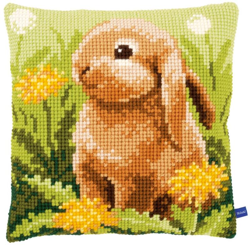 PN-0154842 Набір для вишивання хрестом (подушка) Vervaco Little hare "Маленький зайчик" | інтернет-магазин 'Елена-Рукоделие'