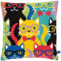 pn-0155266 набор для вышивания несчётный крест (подушка)  funny cats смешные кошки vervaco | интернет-магазин Елена-Рукоделие
