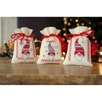 PN-0155951 Набір для вишивання хрестом (мішечки для саше) Vervaco Christmas gnomes "Різдвяні гноми"  | інтернет-магазин 'Елена-Рукоделие'