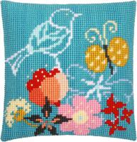pn-0157118 набор для вышивания крестом (подушка) vervaco "птица и бабочка" | интернет-магазин Елена-Рукоделие