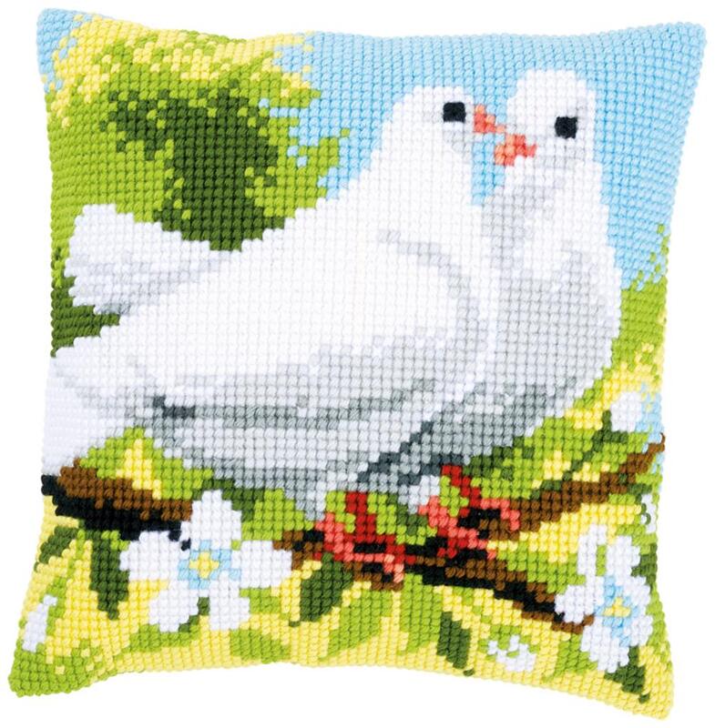 pn-0158106 набор для вышивания крестом (подушка) vervaco "белые голуби" | интернет-магазин Елена-Рукоделие