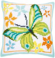 фото pn-0163342 набор для вышивания крестом (подушка) vervaco "зеленая бабочка" 