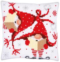 PN-0164611 Набір для вишивання хрестом (подушка) Vervaco Christmas gnomes II "Різдвяні гноми II" | інтернет-магазин 'Елена-Рукоделие'