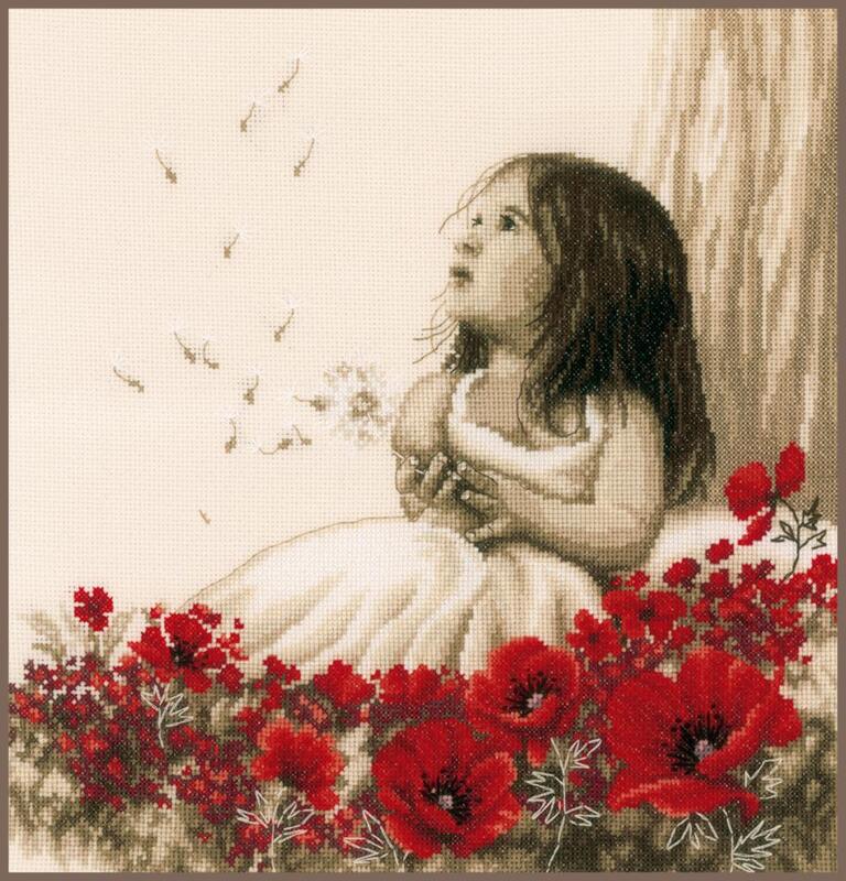 pn-0184269 набор для вышивки крестом vervaco girl in a poppy field "девушка в маковом  | интернет-магазин Елена-Рукоделие