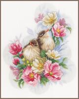 pn-0185003 набор для вышивки крестом lanarte, 28х33, ткань 27, flower branch guardians | интернет-магазин Елена-Рукоделие