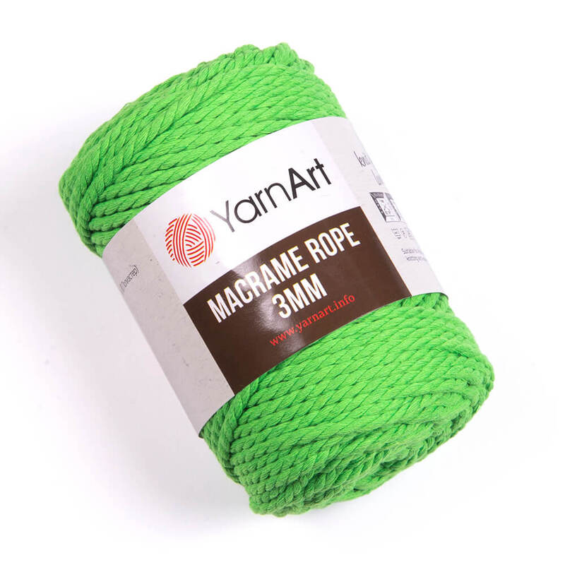 yarnart macrame rope 3мм / ярнарт макраме роуп 3 мм 802 неон салат  | интернет-магазин Елена-Рукоделие