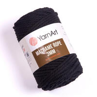 фото yarnart macrame rope 3мм / ярнарт макраме роуп 3 мм 750 чорний