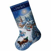 фото 08712 набор для вышивания крестом dimensions sleigh ride at dusk. stocking "поездка на санях в сумерках. чулок"